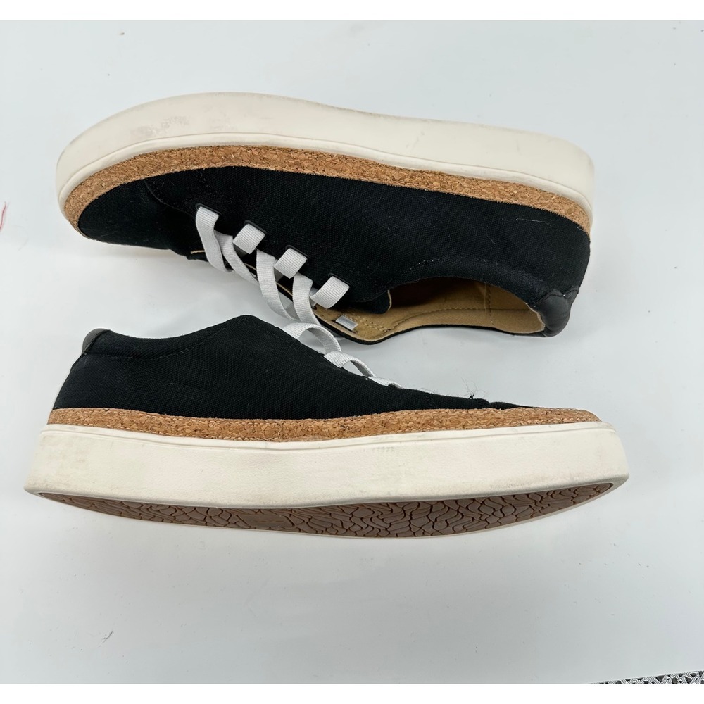 Revitalign Womens Black Canvas Platform Sneakers Cork Trim Casual‎ Shoes 9 - Picture 4 of 7